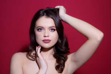 Fototapeta premium Woman face. Portrait of sensual young female model.
