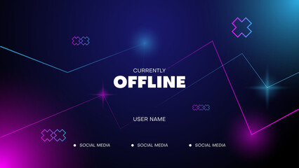 offline streaming background with light.gaming streaming banner with pink and blue color light © aditya