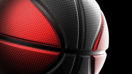 Metallic Red-Black Basketball Design Background.  3D illustration. 3D CG. High quality rendering.