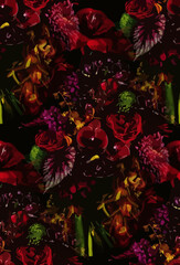 Rich velvety floral print seamless pattern.