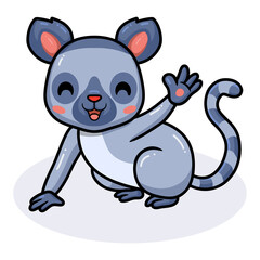 Cute little lemur cartoon waving hand © frescostudio