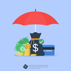 Financial or income protection concept, financial coverage vector illustration