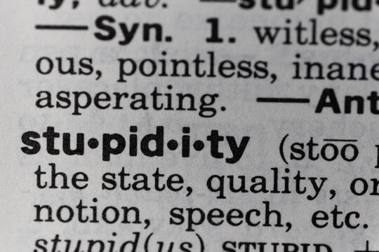 definition of stupidity macro shot of dictionary texture paper