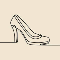 high heels woman shoes oneline continuous line art