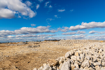 A huge construction site during preparation in Halifax Nova Scotia.  A massive expanse of granite...