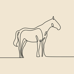 horse animal oneline continuous line art vector