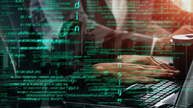 Conceptual programming and coding of future software . 3D render computer graphic .