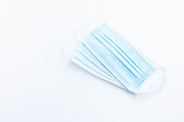 Top view medical mask isolated on white background with copy space.