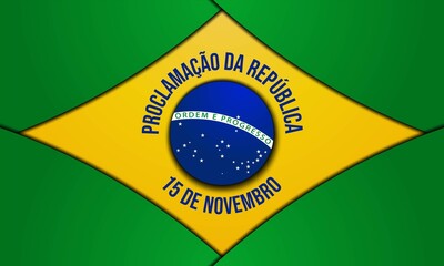 Obraz premium The Brazilian Republic Proclamation Day Background. November 15. Premium and luxury greeting cards, letters, posters, or banners. With star icon and Brazil National Flag