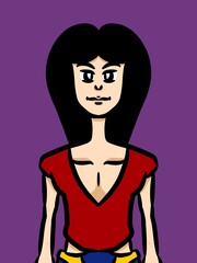 cute woman cartoon on purple background