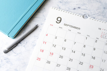 9月のカレンダー　スケジュールイメージ