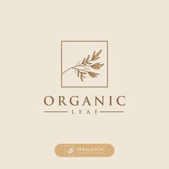 Organic logo design template, with a simple brown plant icon