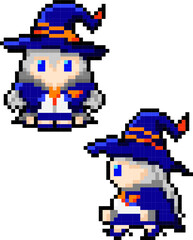 Obraz premium ドット絵・魔女 pixelaet witch