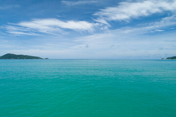 Aerial view of sea surface blue sky nature background