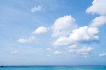 Obraz na płótnie Canvas Summer sea background Blue sky white clouds over sea in Phuket Thailand