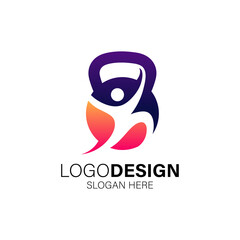 barbell and kettlebell logo collection for fitness and gym logo