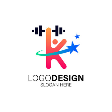 barbell and kettlebell logo collection for fitness and gym logo