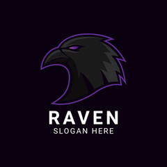 Dark Raven Head for Esport Gaming Logo Design vector