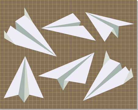 Doodle of Paper airplanes,Origami paper plane  , vector illustration.