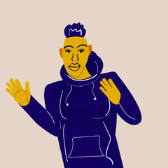 Lesbian women  wearing a hoodie posing 