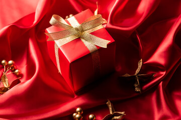 クリスマスプレゼント　赤　サテン