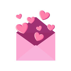 illustration of a heart coming out of an envelope. can be used for logos, icons and symbols. valentines day. vector set. 