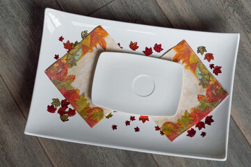 Thanksgiving Turkey Dinner Meal with A Wreath Around 