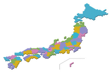 Obraz premium キューブドットの日本地図（県別）