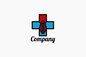 business logo design with pen and medical cross illustration 