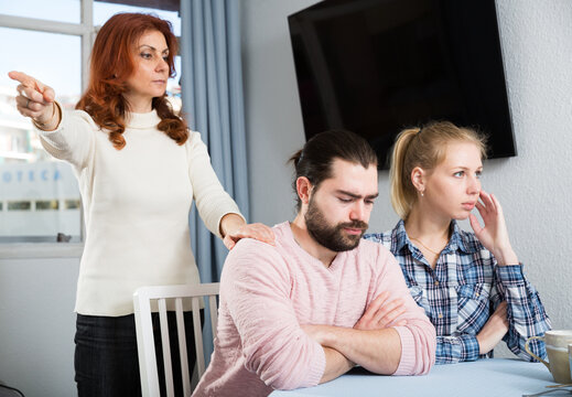 Bad Domestic Quarrel Between Family Members At Home. High Quality Photo