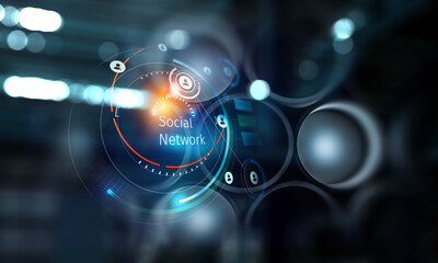 Social Web Network Concept . Mixed media