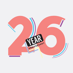 26th Years Anniversary Logo Birthday Celebration Abstract Design Vector Illustration.