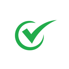 Check mark tick icon. Correct approval sign.