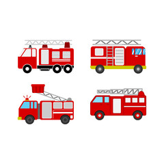 Fototapeta premium Fire truck icon set design template vector isolated illustration