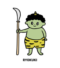 薙刀を持った緑鬼