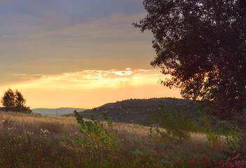 Dawn over the hills of Khakassia
