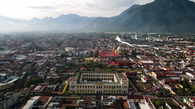Frontal view of Orizaba municipal palace and beer factory