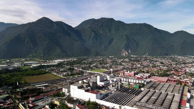 View of trains and beer factory in orizaba