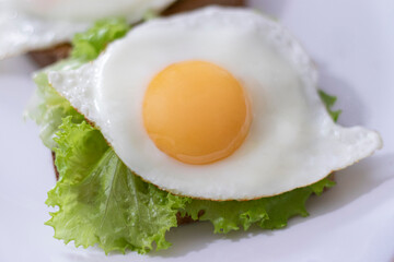 scrambled eggs with lettuce for breakfast