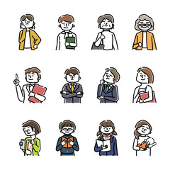 老若男女の上半身イラストセット