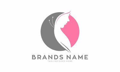 Butterfly girl care icon logo