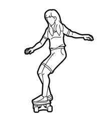 Skateboard Player Extreme Sport Skateboarder Action Cartoon Graphic Vector