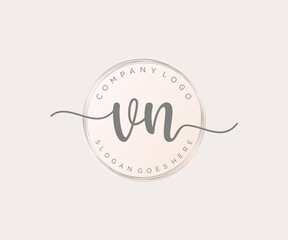 Initial VN feminine logo. Usable for Nature, Salon, Spa, Cosmetic and Beauty Logos. Flat Vector Logo Design Template Element.