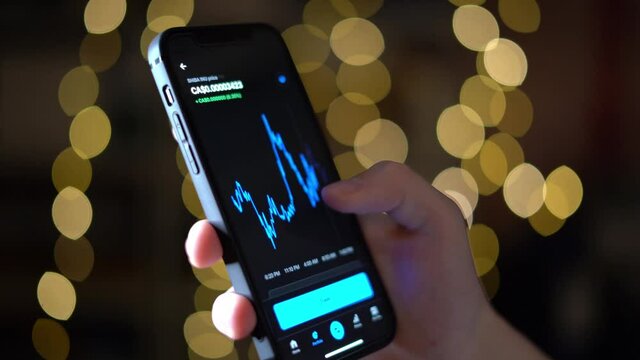 Trading Crypto Shiba Inu Coin on Smartphone investing and observing trends of SHIB digital currency investments