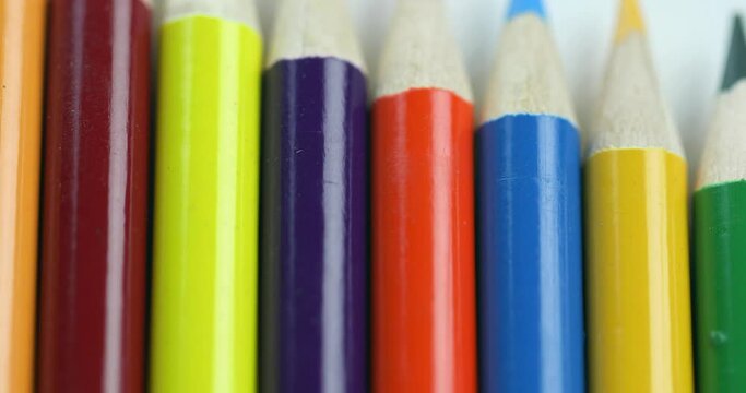 Group Of Colored Pencils - panning, macro