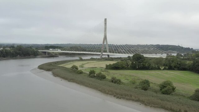 Aerial Of Thomas Francis Meagher Bridge Over Suir River In Ireland