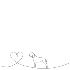 Dog silhouette line drawing vector illustration