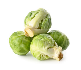 Fototapeta premium Raw Brussels sprouts on white background