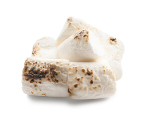 Heap of grilled marshmallow on white background