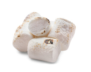 Heap of grilled marshmallow on white background